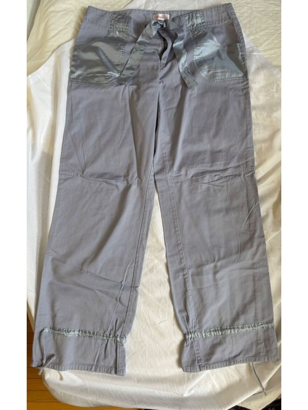 Xhilaration Gray Drawstring Casual Pants Satin Pockets Large
